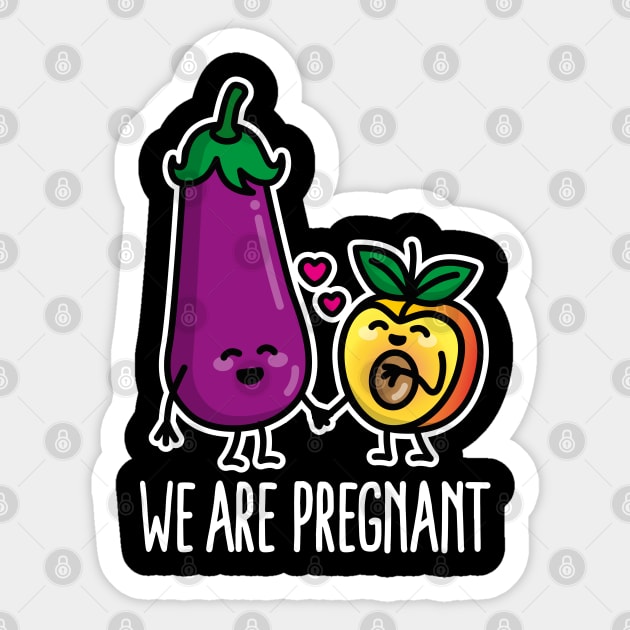 We are pregnant aubergine peach funny pregnancy (light design) Sticker by LaundryFactory